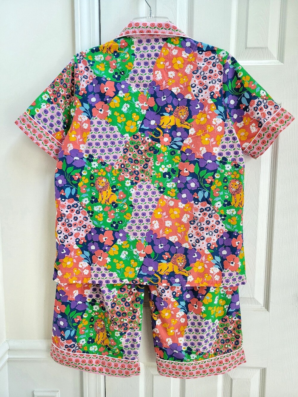 Printfresh Pajamas Flower Power Cotton Short Sleeve Cropped Floral Lion Size M - Picture 3 of 11